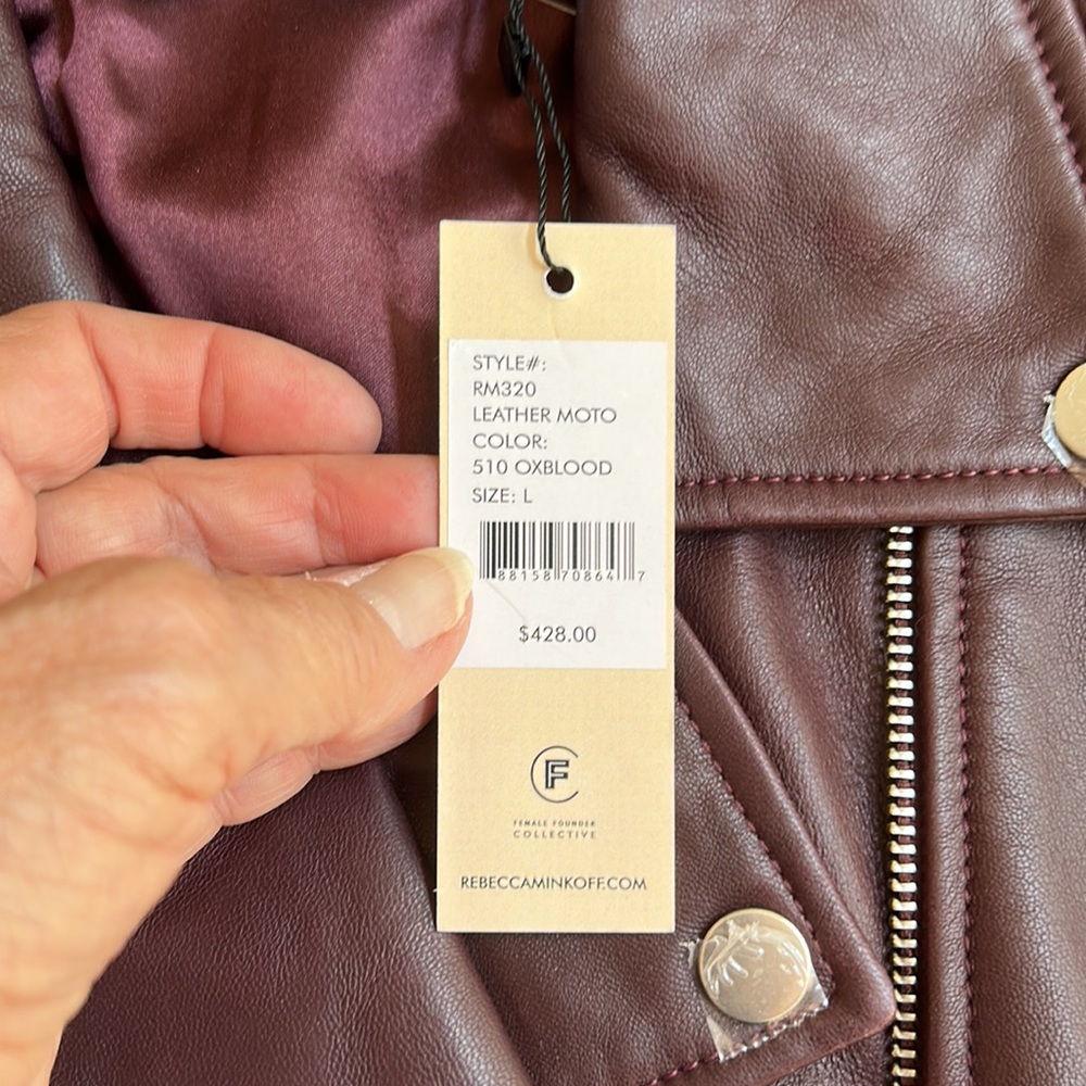 Rebecca Minkoff Burgundy Leather Moto Jacket - Picture 8 of 15